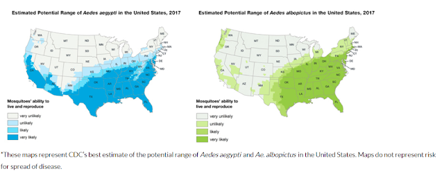 CDC range map of mosquito habitat