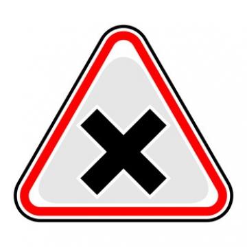 Yield sign with an X on it